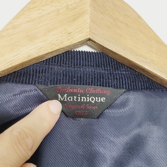 Matinique | Mens Blue Corduroy Blazer Jacket Navy Blue Pockets Preppy Staple 42 - Picture 4 of 11